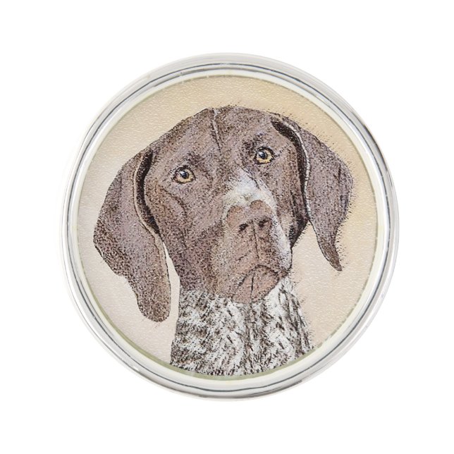 German Shorthaired Pointer Painting - Original Art Lapel Pin (Front)