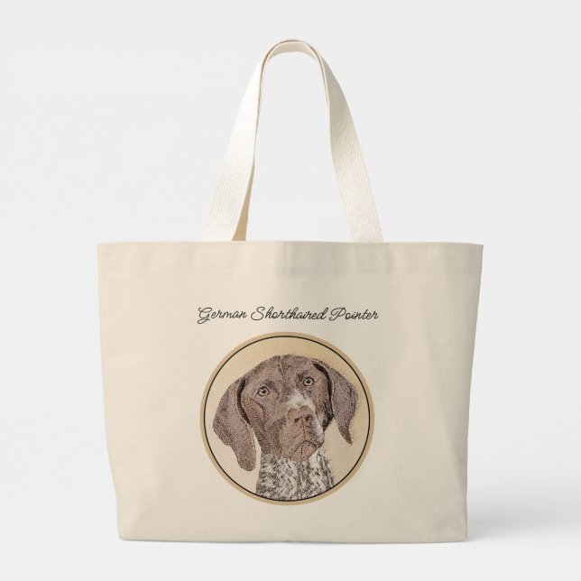 German Shorthaired Pointer Painting Original Art Large Tote Bag (Back)