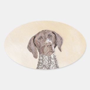 German Shorthaired Pointer Painting - Original Art Oval Sticker