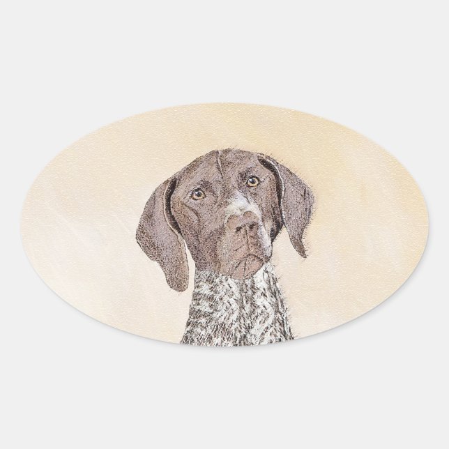 German Shorthaired Pointer Painting - Original Art Oval Sticker (Front)