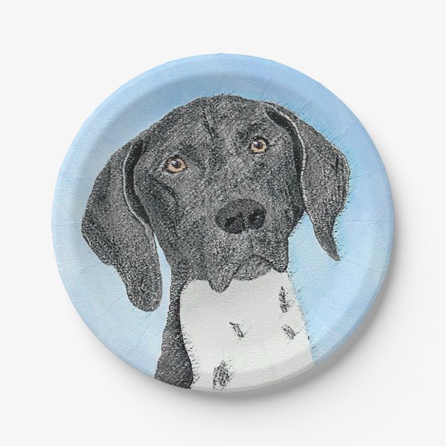 German Shorthaired Pointer Painting - Original Art Paper Plates (Front)