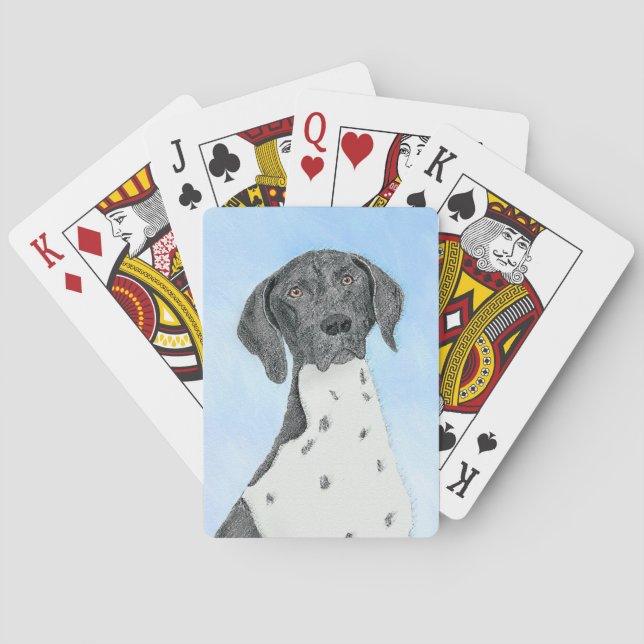 German Shorthaired Pointer Painting - Original Art Poker Cards (Back)