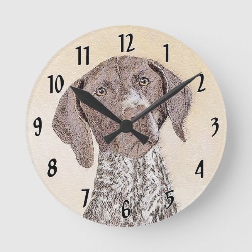 German Shorthaired Pointer Painting _ Original Art Round Clock