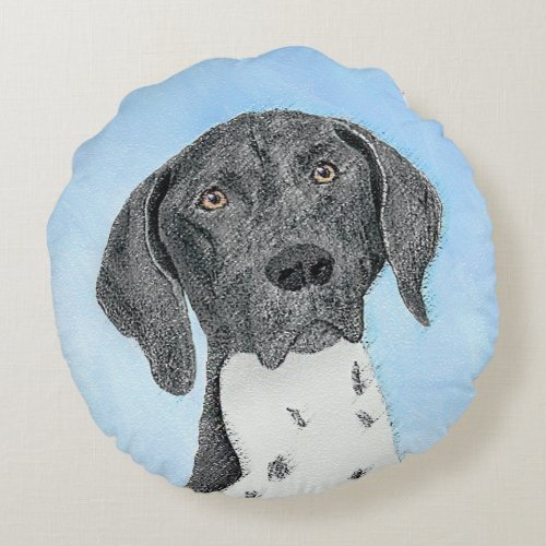 German Shorthaired Pointer Painting _ Original Art Round Pillow