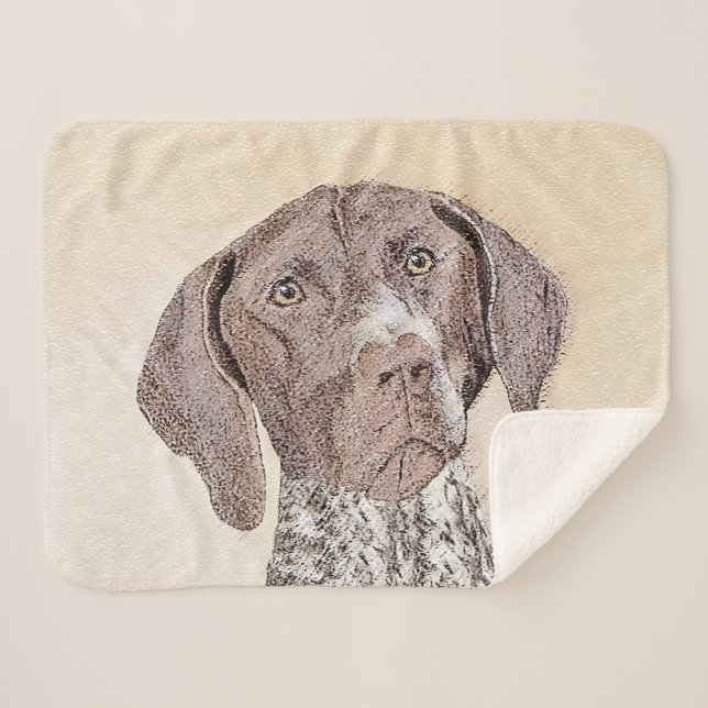 German Shorthaired Pointer Painting - Original Art Sherpa Blanket (Front (Horizontal))
