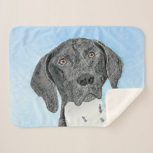 German Shorthaired Pointer Painting - Original Art Sherpa Blanket