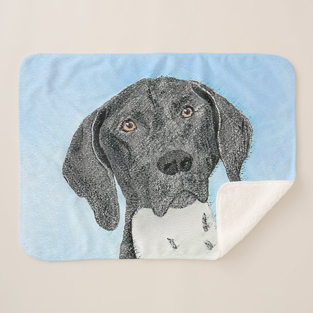 German Shorthaired Pointer Painting - Original Art Sherpa Blanket (Front (Horizontal))