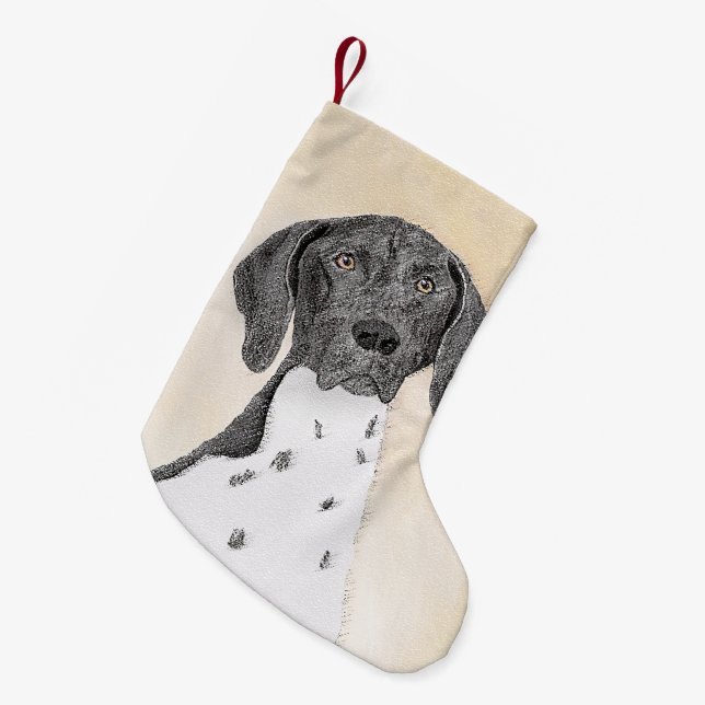 German Shorthaired Pointer Painting - Original Art Small Christmas Stocking (Front (Hanging))