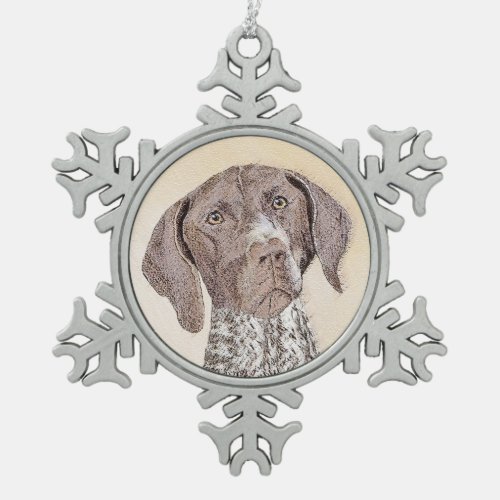 German Shorthaired Pointer Painting _ Original Art Snowflake Pewter Christmas Ornament