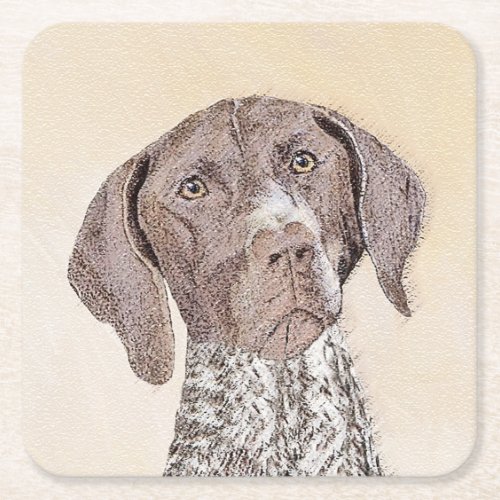 German Shorthaired Pointer Painting _ Original Art Square Paper Coaster