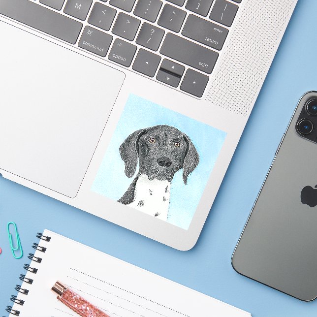German Shorthaired Pointer Painting - Original Art Sticker (Laptop w/ iPhone)