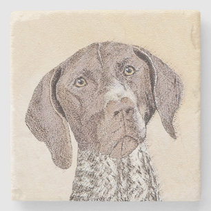 German Shorthaired Pointer Painting - Original Art Stone Coaster