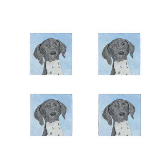 German Shorthaired Pointer Painting - Original Art Stone Magnet (Front)