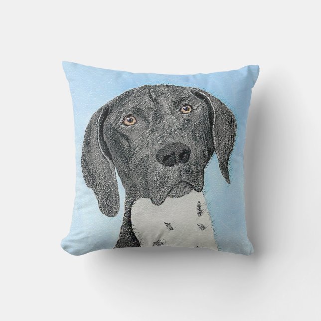 German Shorthaired Pointer Painting - Original Art Throw Pillow (Front)
