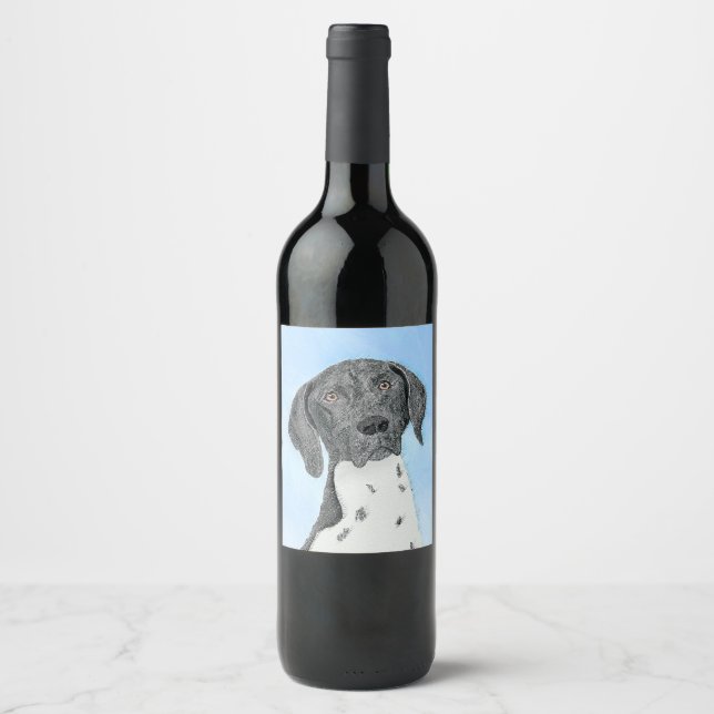 German Shorthaired Pointer Painting - Original Art Wine Label (Front)