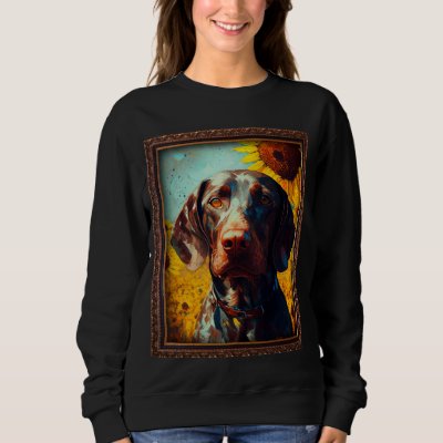 German Shorthaired Pointer Painting Sunflower Flow Sweatshirt