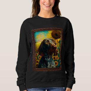 German Shorthaired Pointer Painting Sunflower Flow Sweatshirt