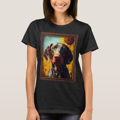 German Shorthaired Pointer Painting Sunflower Flow T-Shirt