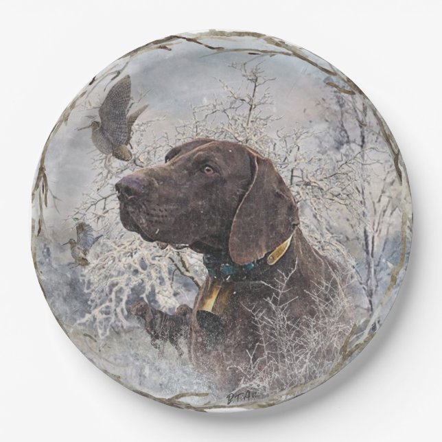 German Shorthaired Pointer Paper Plates (Front)