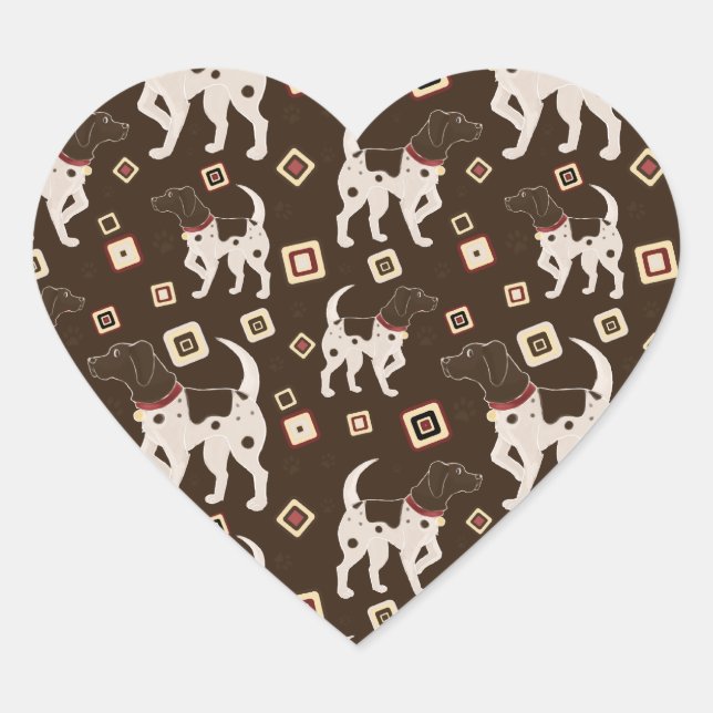 German Shorthaired Pointer Pattern Heart Sticker (Front)