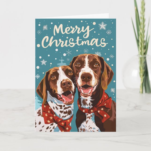 German Shorthaired Pointer Personalized Christmas  Holiday Card (Front)