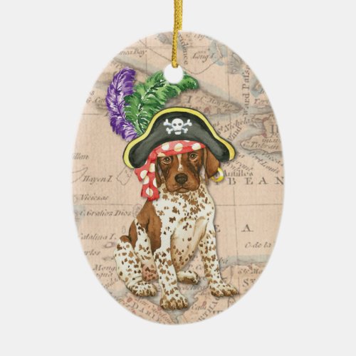 German Shorthaired Pointer Pirate Ceramic Ornament