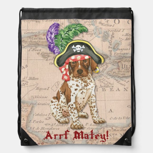 German Shorthaired Pointer Pirate Drawstring Bag (Front)