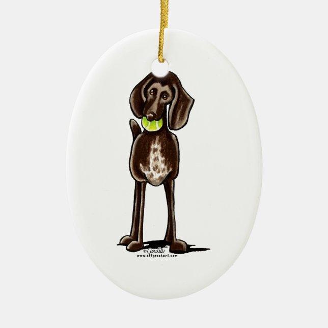 German Shorthaired Pointer Playtime Ceramic Ornament (Front)