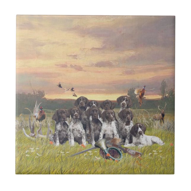 German Shorthaired Pointer Puppies  Ceramic Tile (Front)