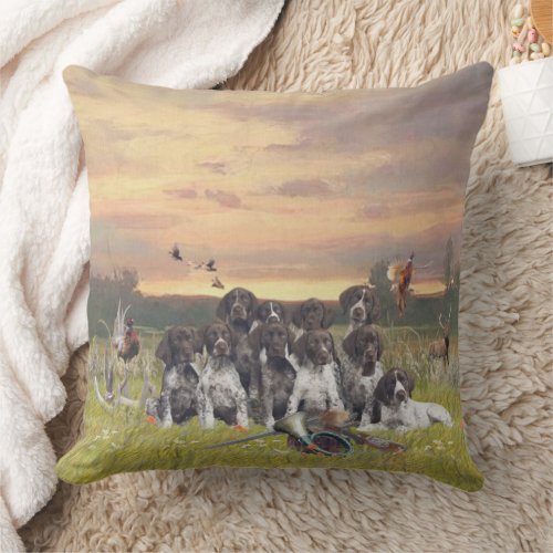 German Shorthaired Pointer Puppies   Throw Pillow