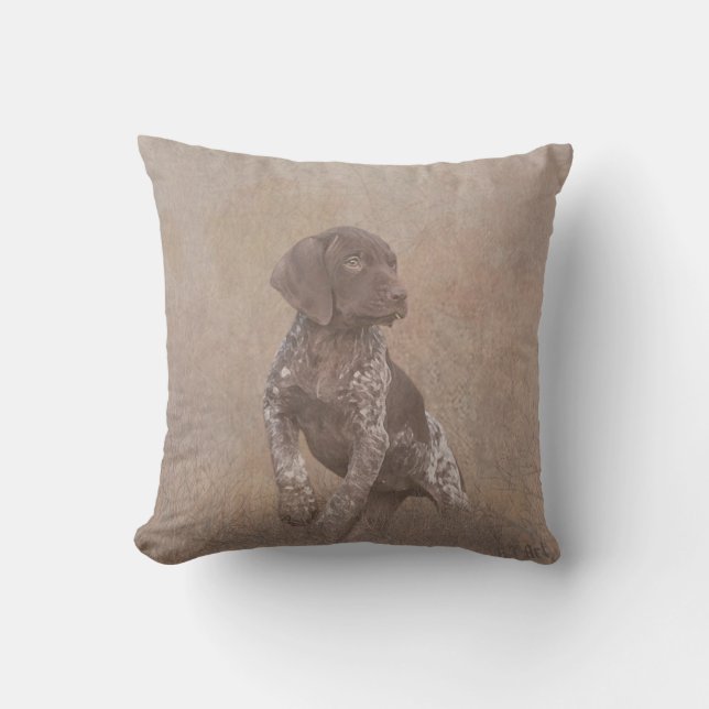german shorthaired pointer puppy tapestry poster b outdoor pillow (Front)
