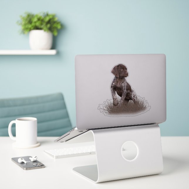 german shorthaired pointer puppy tapestry poster b sticker (Laptop On Desk)
