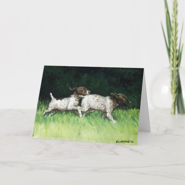 "German Shorthaired Pointer Pups" Greeting Card (Front)