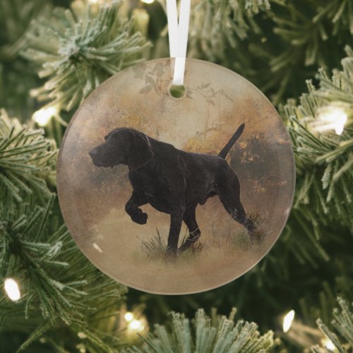 German Shorthaired Pointer ready to hunt Gift Box  Glass Ornament