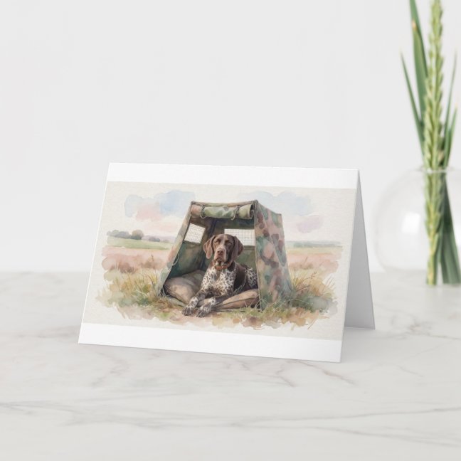 German Shorthaired Pointer Resting On The Hunting  Card