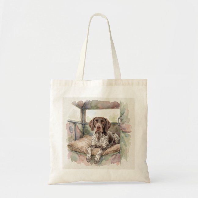 German Shorthaired Pointer Resting On The Hunting  Tote Bag