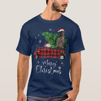 German Shorthaired Pointer Ride Red Truck Christma T-Shirt