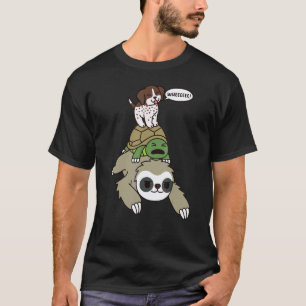 German Shorthaired Pointer Riding Sloth Tortoise D T-Shirt