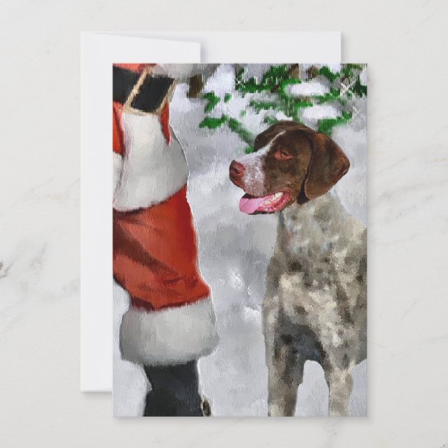 German Shorthaired Pointer Santa Christmas Card (Front)