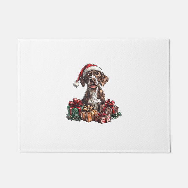 German Shorthaired Pointer Santa Hat Christmas GSP Doormat (Front)