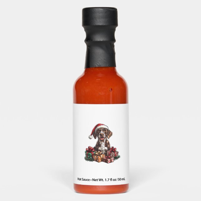 German Shorthaired Pointer Santa Hat Christmas GSP Hot Sauces (Front)