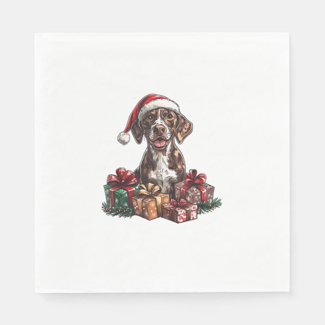 German Shorthaired Pointer Santa Hat Christmas GSP Napkins (Front)