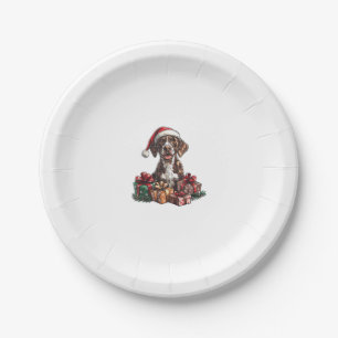German Shorthaired Pointer Santa Hat Christmas GSP Paper Plates