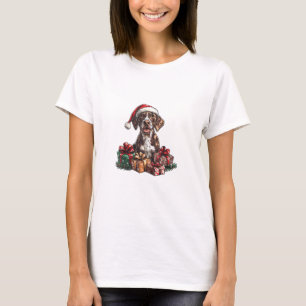 German Shorthaired Pointer Santa Hat Christmas GSP T-Shirt
