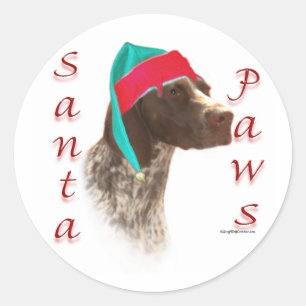 German Shorthaired Pointer Santa Paws Classic Round Sticker