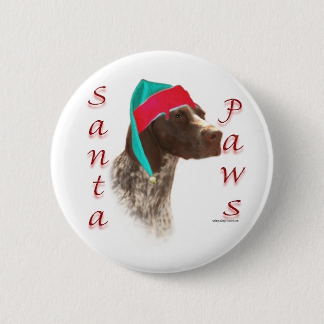 German Shorthaired Pointer Santa Paws Pinback Button (Front)