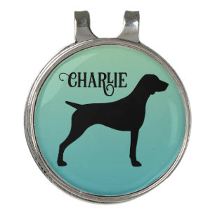 German Shorthaired Pointer Silhouette Custom Name Golf Hat Clip