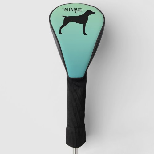 German Shorthaired Pointer Silhouette Custom Name Golf Head Cover