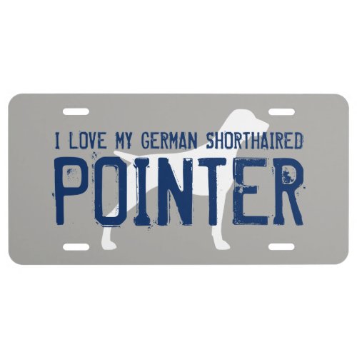 German Shorthaired Pointer Silhouette Custom Text License Plate