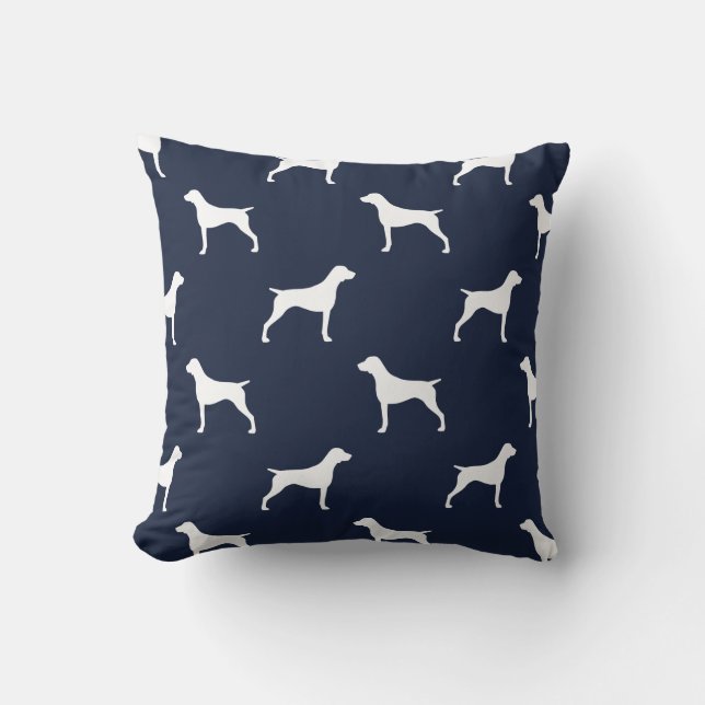 German Shorthaired Pointer Silhouettes Blue Throw Pillow (Front)